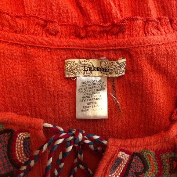 Lulumari Orange Knit Design Short Sleeve Top - Picture 5 of 6